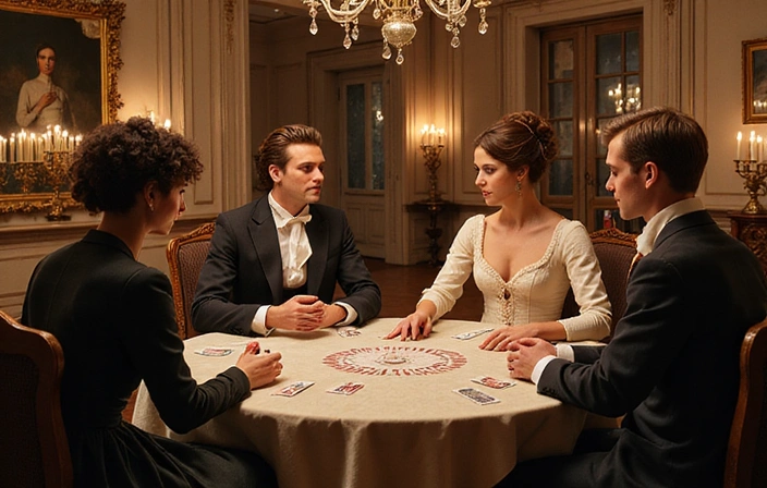 Historical illustration of people playing an early version of Baccarat