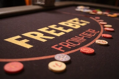 Blackjack table with a 'Free Bet' side bet area highlighted, indicating special rules.
