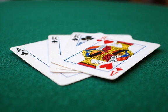 Detailed close-up of a blackjack hand with an Ace and a 10, representing a natural blackjack.