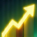 Up arrow icon, abstract background