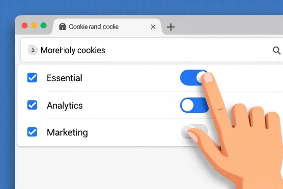 Illustration of a user controlling cookie settings on a browser