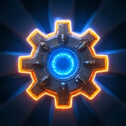 Glowing gear icon for settings